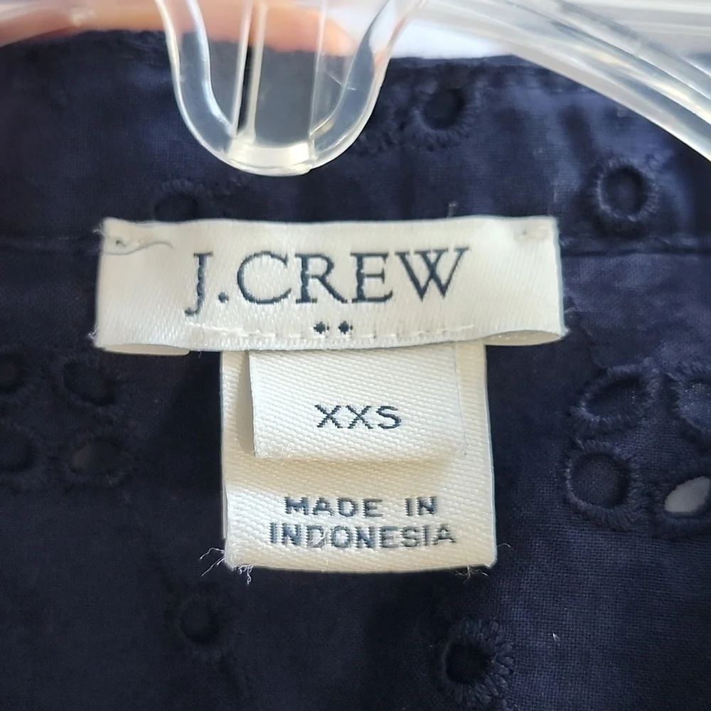 J. Crew Factory Navy Blue Eyelet Lace Sleevless Shirt Dress XXSMALL